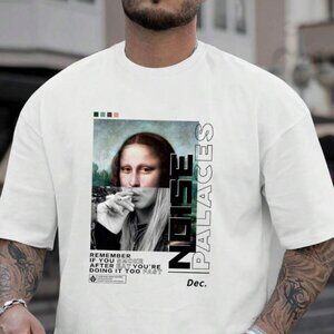 Men’s Mona Lisa Short Sleeve Crew Neck T-Shirt – White – Size XL (NWT)